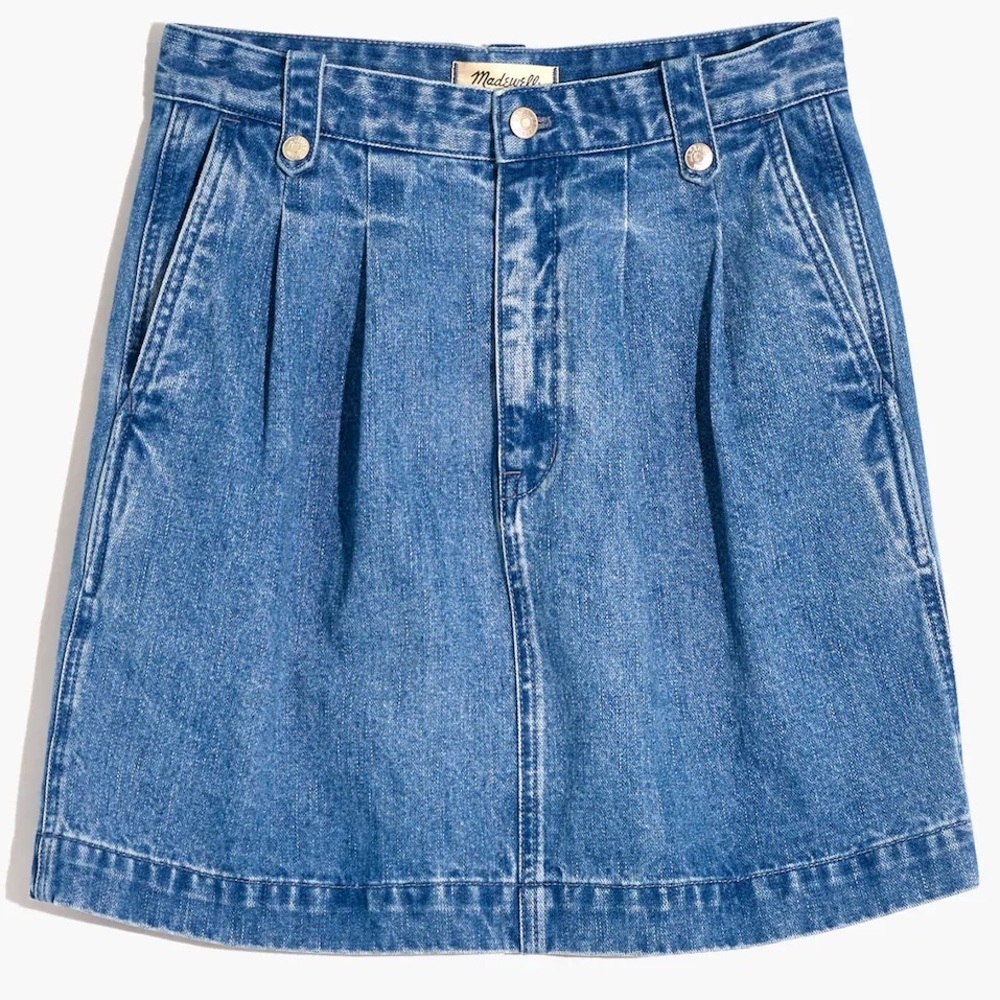Madewell Denim Pleated Mini Skirt in Upton Wash - Size 28 - Picture 4 of 4